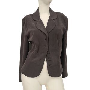 Brett Alexander Gray Faux Suede Blazer Womens size 10 Jacket Coat